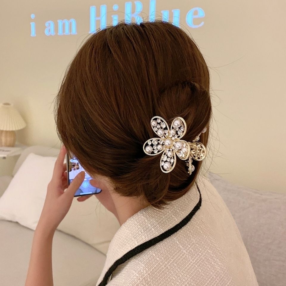 Metal Rhinestone Pearl Flower Headdress Hairpin Cn506