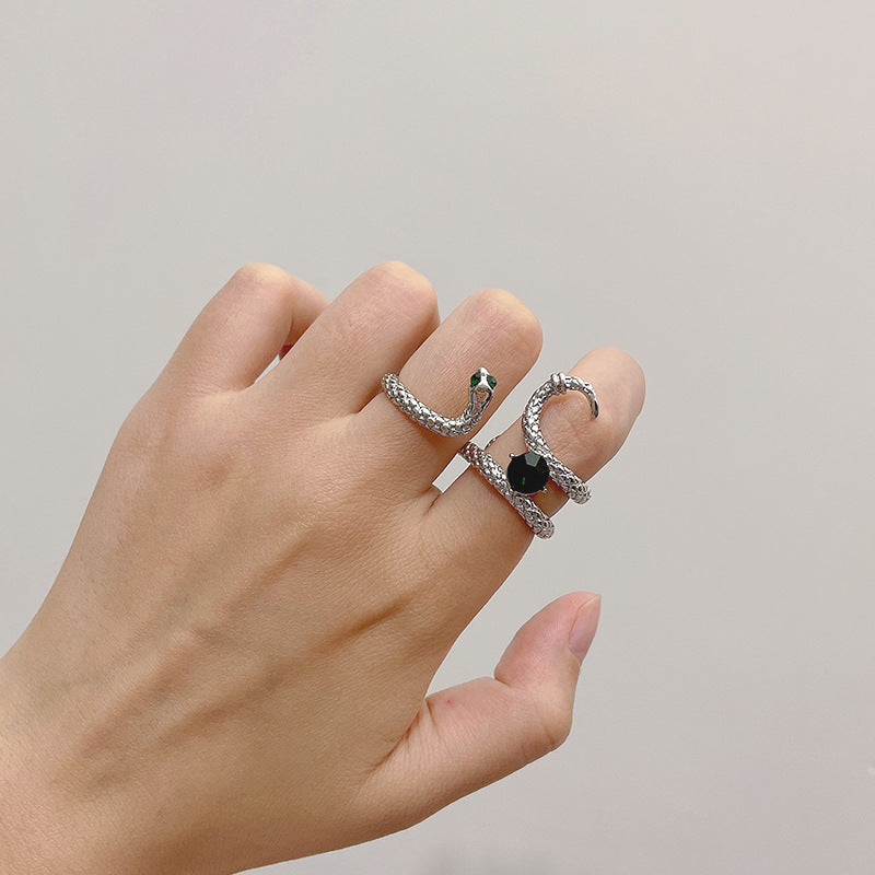 Green Rhinestone Snake Ring Cn0222
