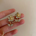 Zircon Flower Earrings Crystal Petal Stud Earrings One Style for Dual-Wear Earrings Cn467