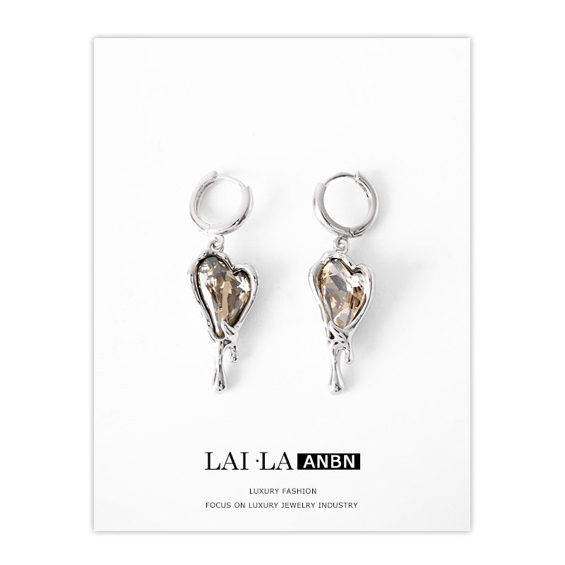 Snow Heart Zircon Earrings for Women New Liquid Lava Love Heart Stud Earrings Cn526