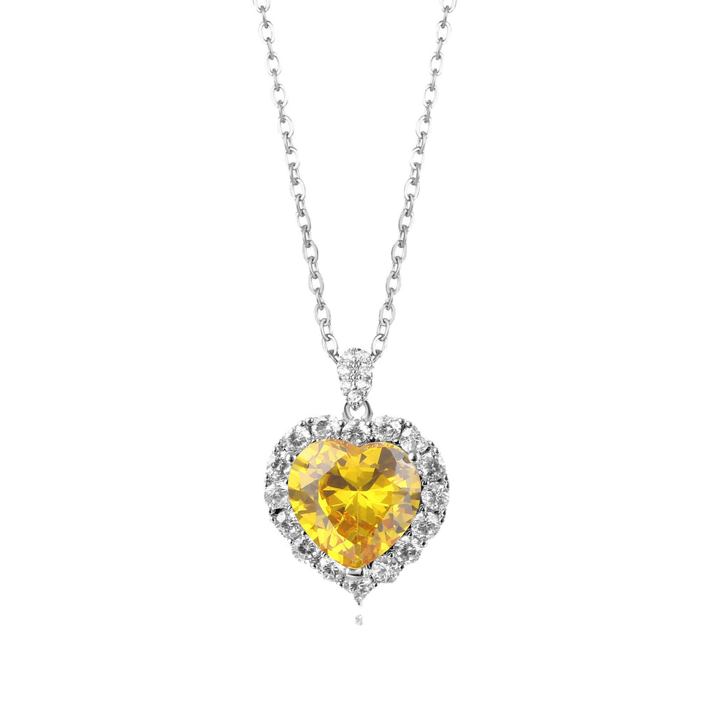 Heart of the Ocean Zircon Necklace, Ladies Clavicle Chain Single Zirconium Love Heart Pendant