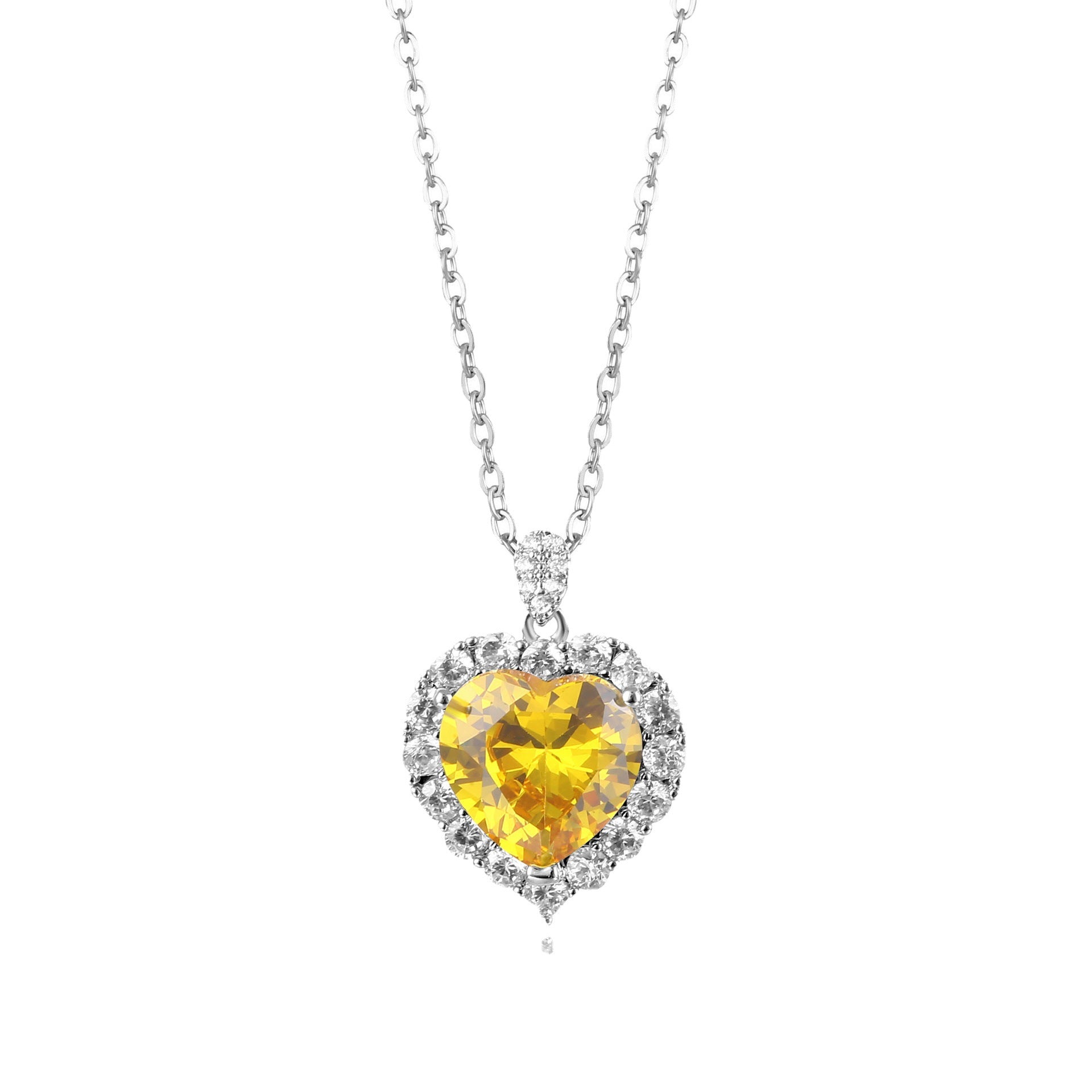 Heart of the Ocean Zircon Necklace, Ladies Clavicle Chain Single Zirconium Love Heart Pendant