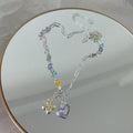 Dopamine Color Crystal String Beads Necklace Detachable Diy Five-Pointed Star Love Pendant Clavicle Chain Cn551