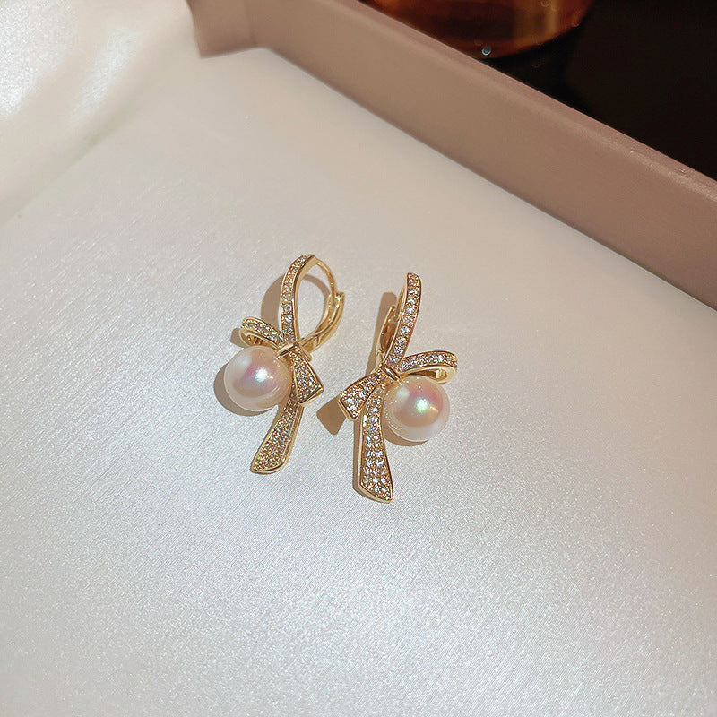 Zircon Bow Water Drop Earrings Cn0220