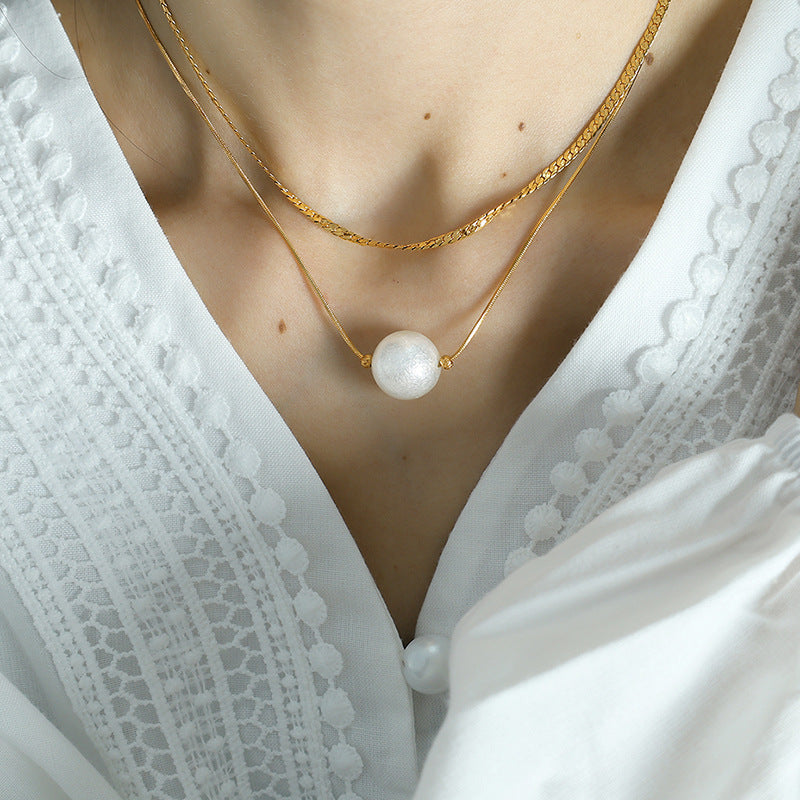 Cotton Bead Pendant Double Layer Blade Chain Jewelry Clip Bead Necklace Can Be Worn Separately Cn559