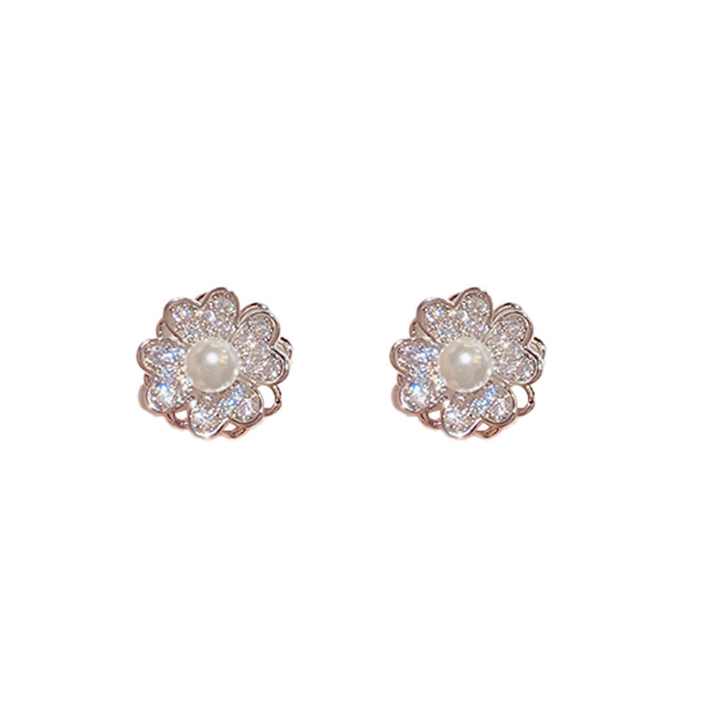 Zircon Rotating Flower Stud Earrings Cn0098