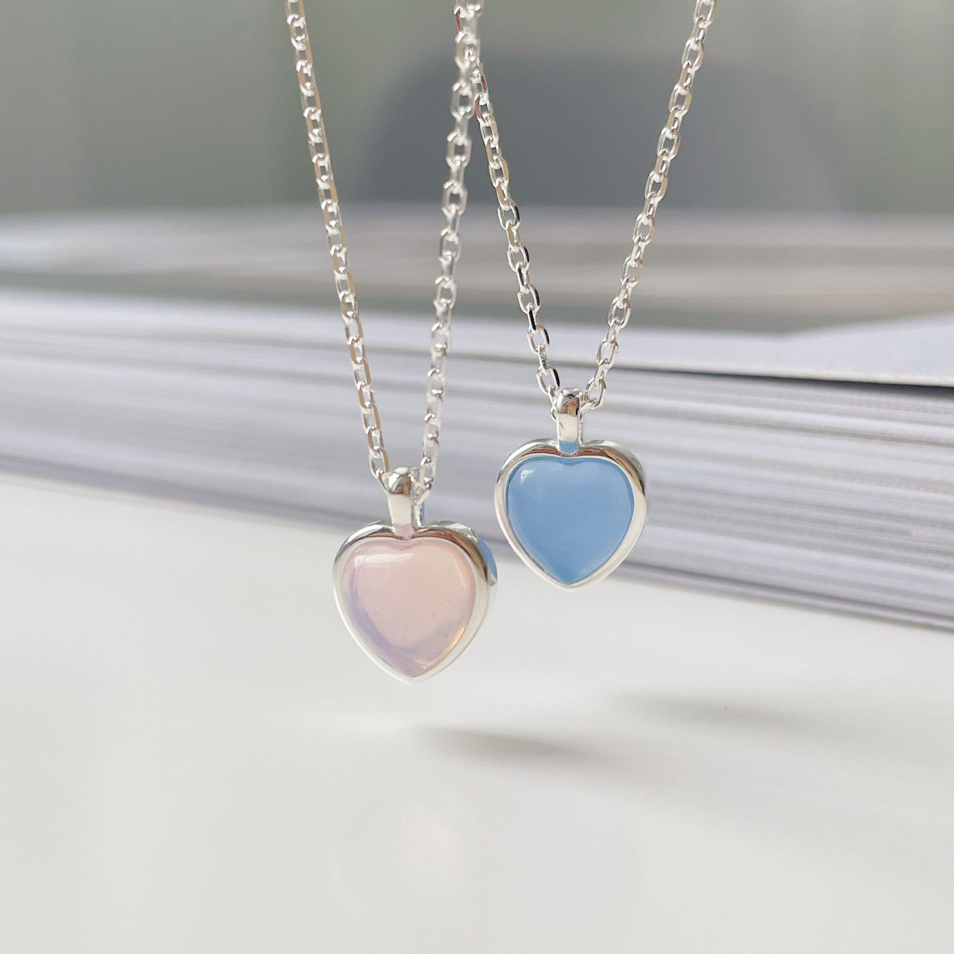 Collana cuore rosa pesca cuore clavicola catena Cn339