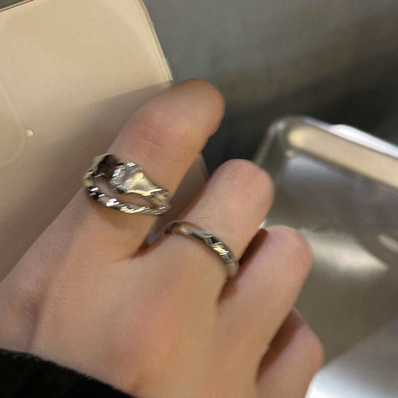 Double-Layer Heart-Shaped Open Ring Cn0117