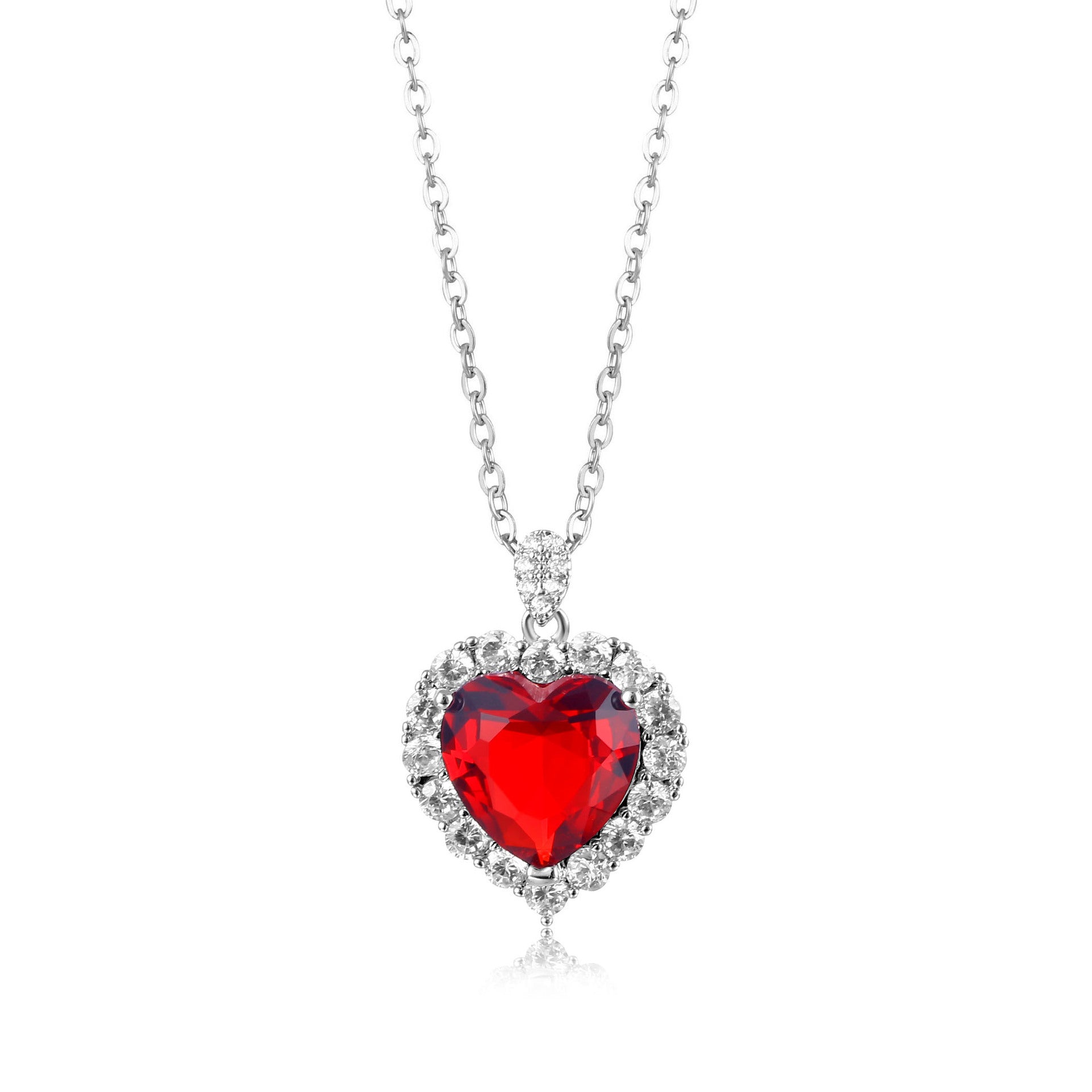 Heart of the Ocean Zircon Necklace, Ladies Clavicle Chain Single Zirconium Love Heart Pendant