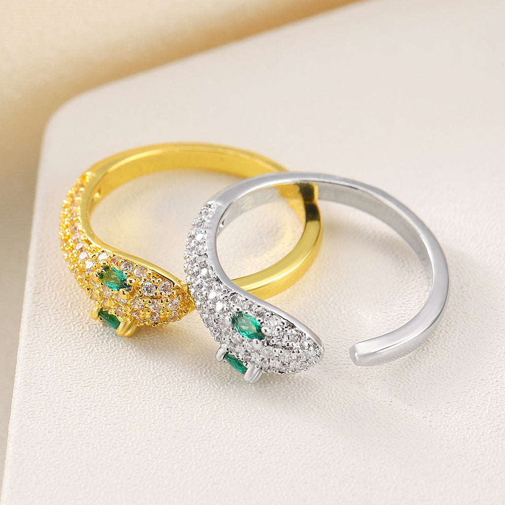 Zirconium-Inlaid Snake Ring Index Finger Tail Ring Open Ring Cn446