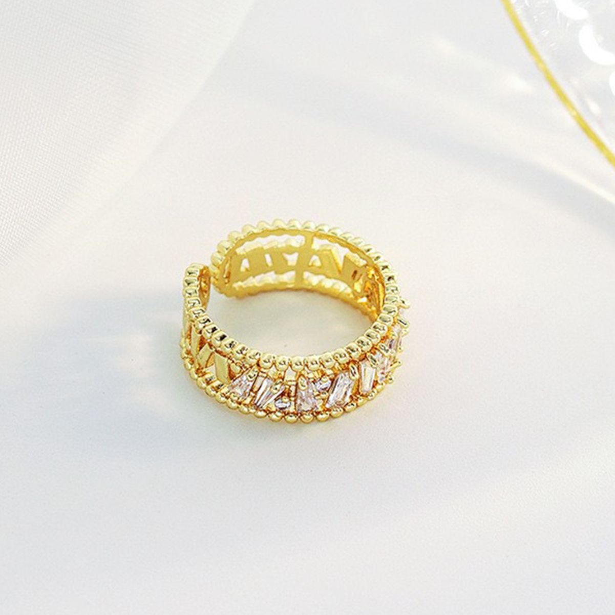 Hollow Glittering Diamond Personalized Ring Opening Adjustable Ring Cn491
