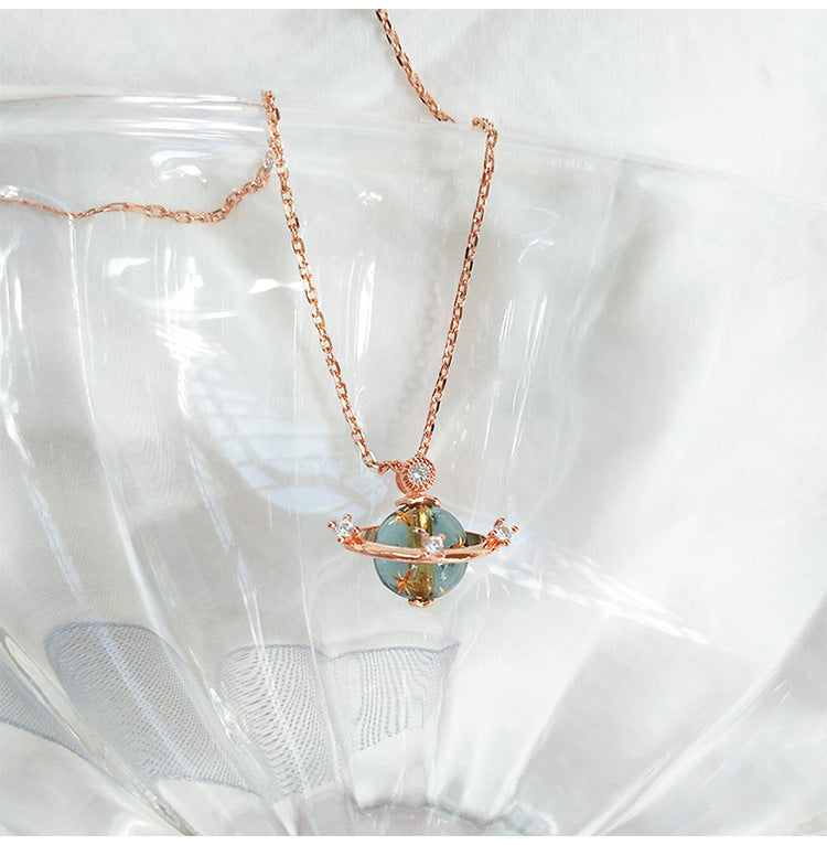 Inlaid Saturn Planet Necklace Cn386