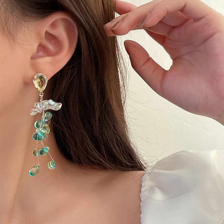 Flower Tassel Earrings Long Cn522