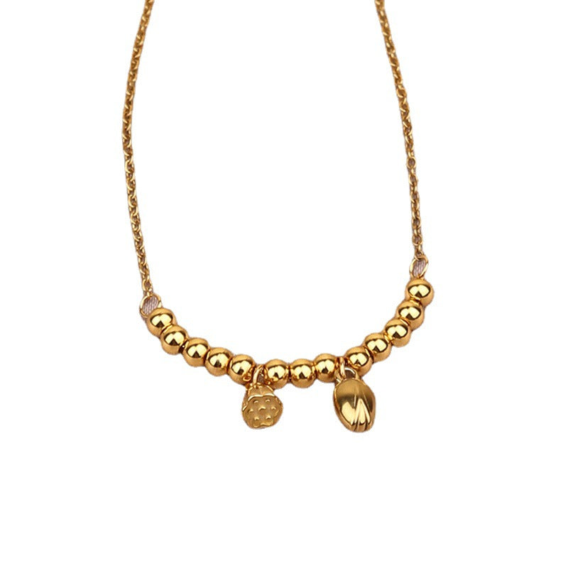 Lotus Flower Lotus Seedpod Titanium Steel Anklet Cn0278