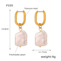 European and American cross-border new retro light luxury personalized titanium steel gold-plated irregular freshwater pearl earrings women's jewelry wholesale
