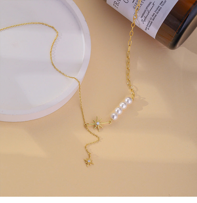 Pearl Necklace Niche Clavicle Chain Neck Chain Eight Awn Star Cn461