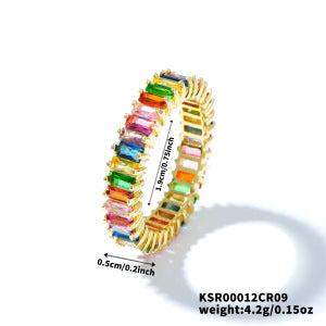 Diamond Ring Jewelry Colorful Zircon Geometric Ring Rainbow Ring