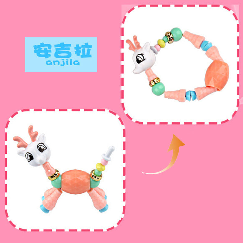 Diy Children Girl Variety Bracelet Elf Magic Animal Children Puzzle Beads Twist Deformation Bracelet Ornament Cn555