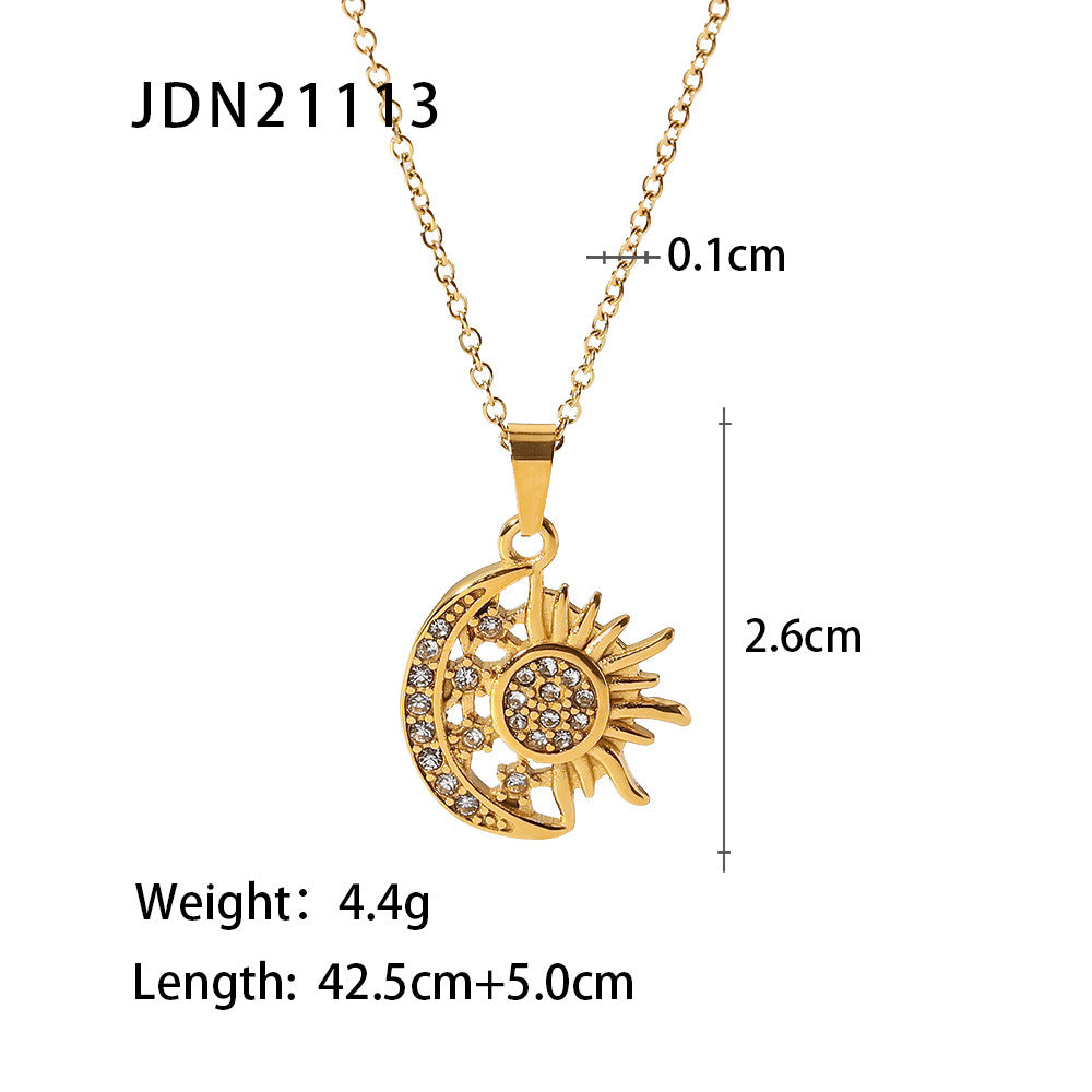 Retro Hemp Flowers Chain Titanium Steel Heart-Shaped Necklace Cn403