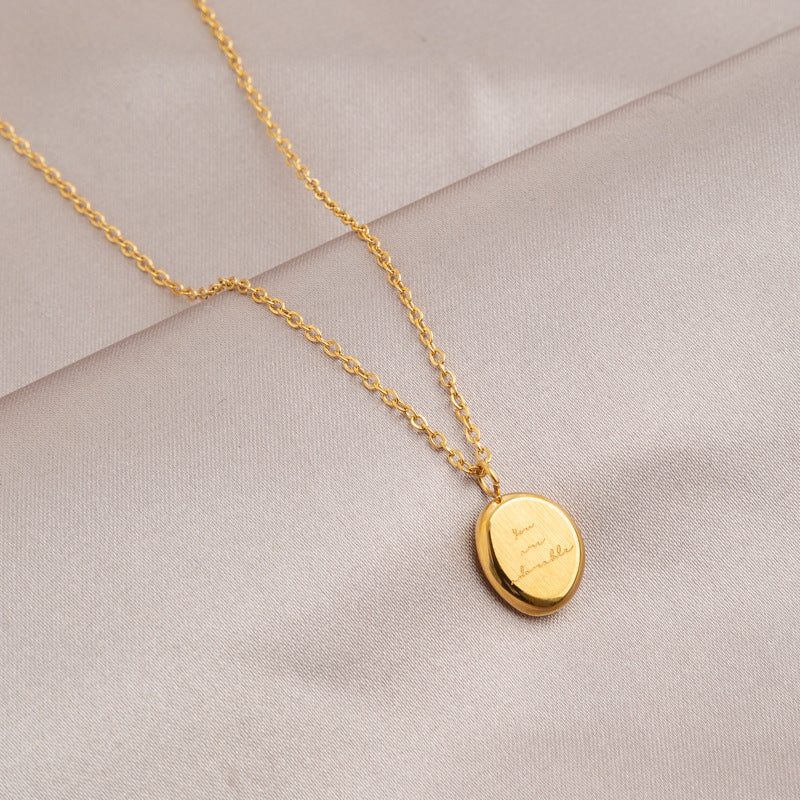 Oval Titanium Steel No Fading Necklace Cn0250