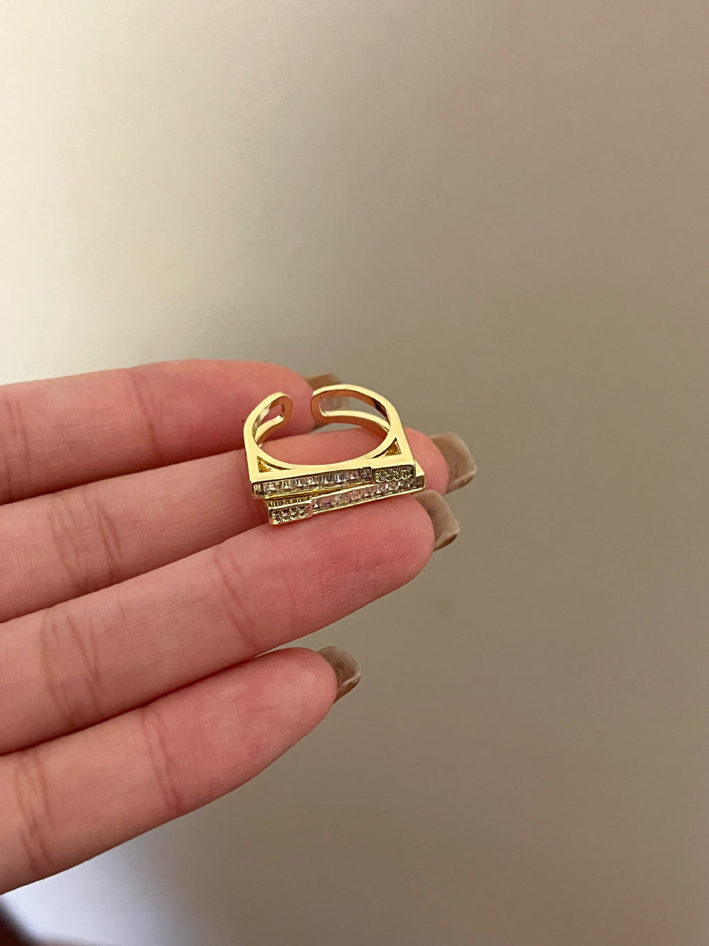 Double-Layer Micro Inlaid Zircon Open Ring Cn0202