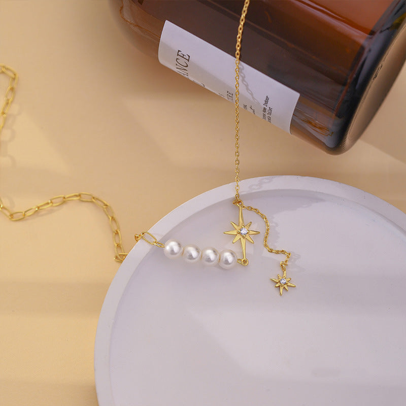 Pearl Necklace Niche Clavicle Chain Neck Chain Eight Awn Star Cn461
