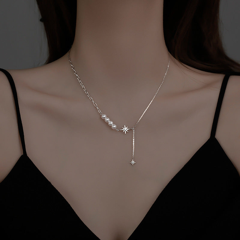 Pearl Necklace Niche Clavicle Chain Neck Chain Eight Awn Star Cn461