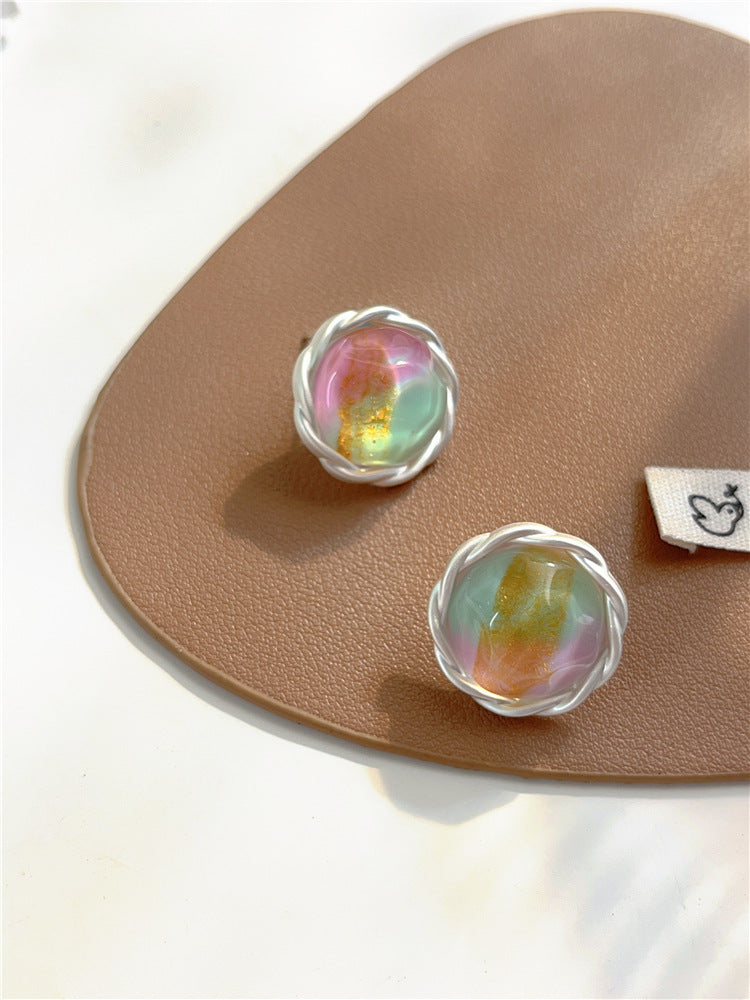 다채로운 버튼 디자인 귀걸이 Cn399