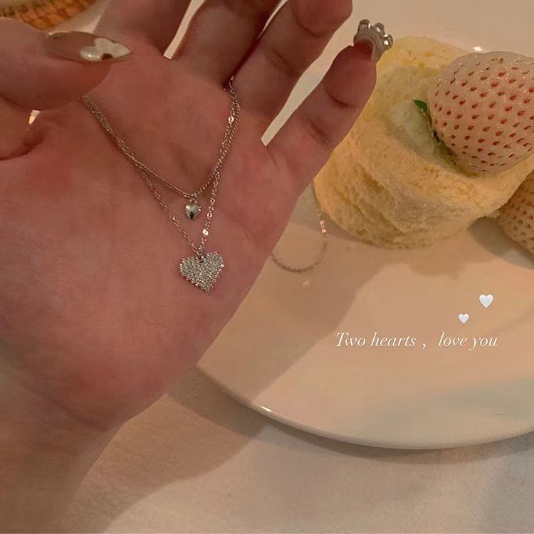 Heart-Shaped Necklace Heart-Shaped Clavicle Chain Shiny Crystal Necklace Cn452
