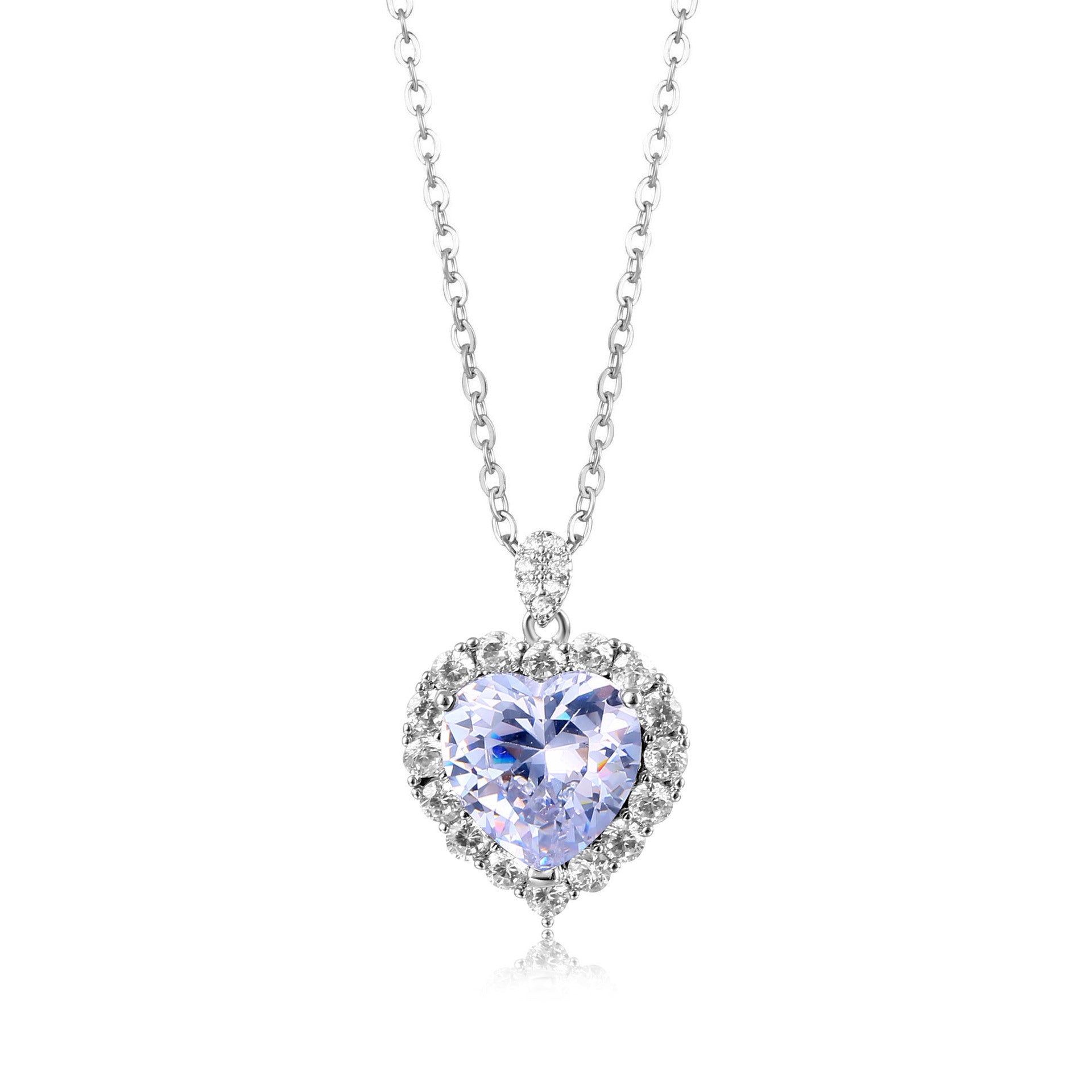 Heart of the Ocean Zircon Necklace, Ladies Clavicle Chain Single Zirconium Love Heart Pendant