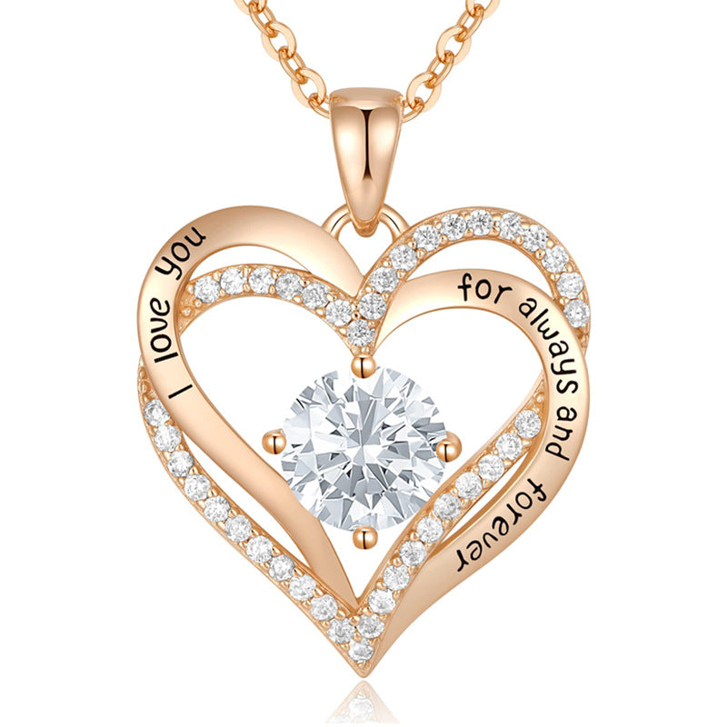 Micro-Inlaid Heart-Shaped Necklace Cn0309