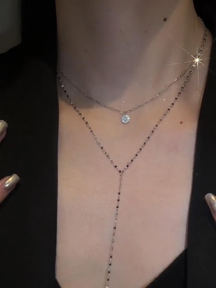 Long Y-Shaped Tassel Necklace Double-Layer Clavicle Chain Cn350