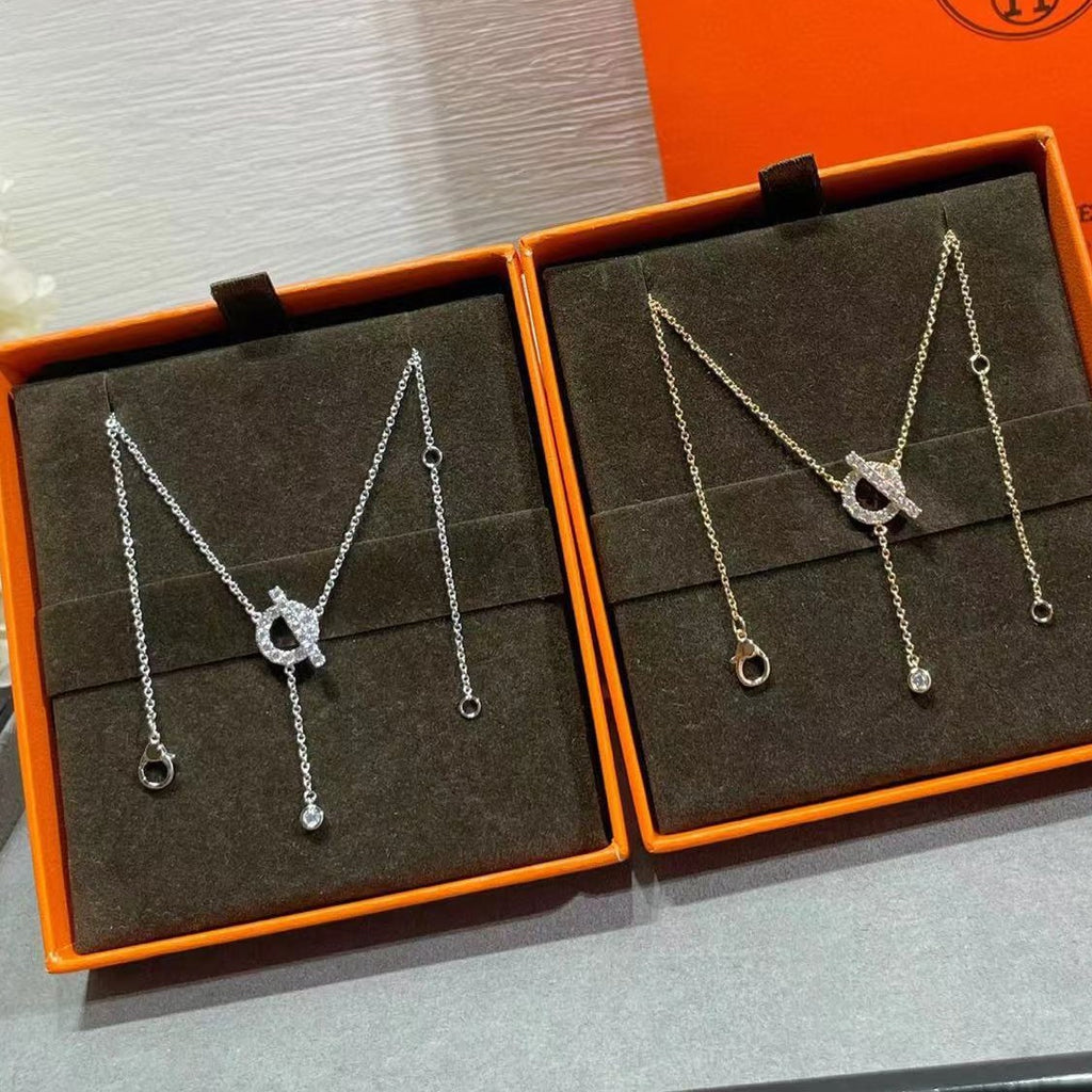 Women's Letter Full Diamond Circle Clavicle Chain Cn442