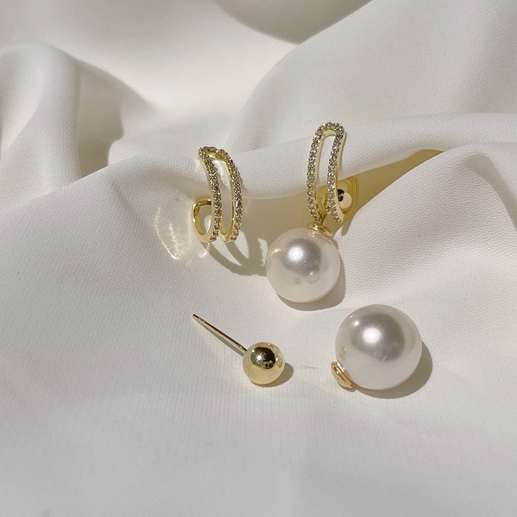 Elegant Pearl Diamond Earrings Detachable Beautiful Personality Earrings Cn511