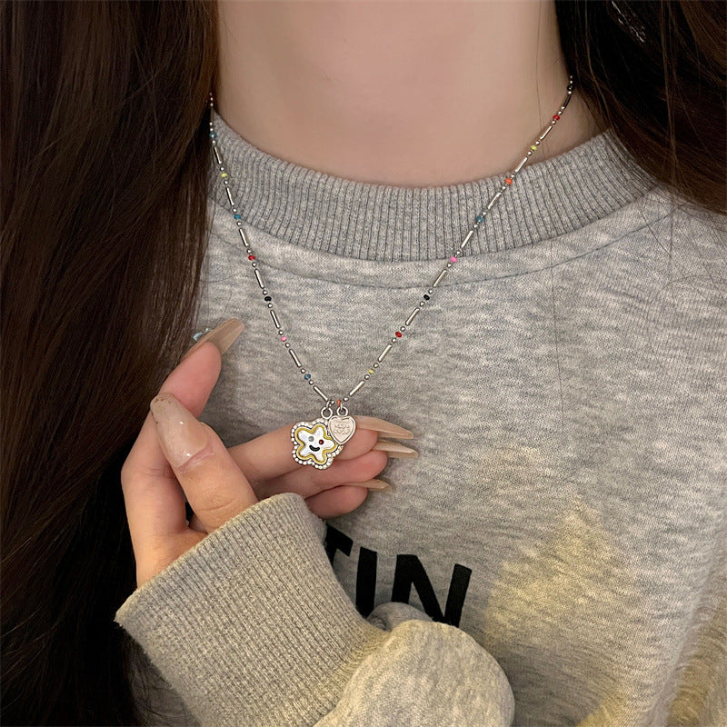 New Trendy Smiley Flower Beaded Necklace Cn549