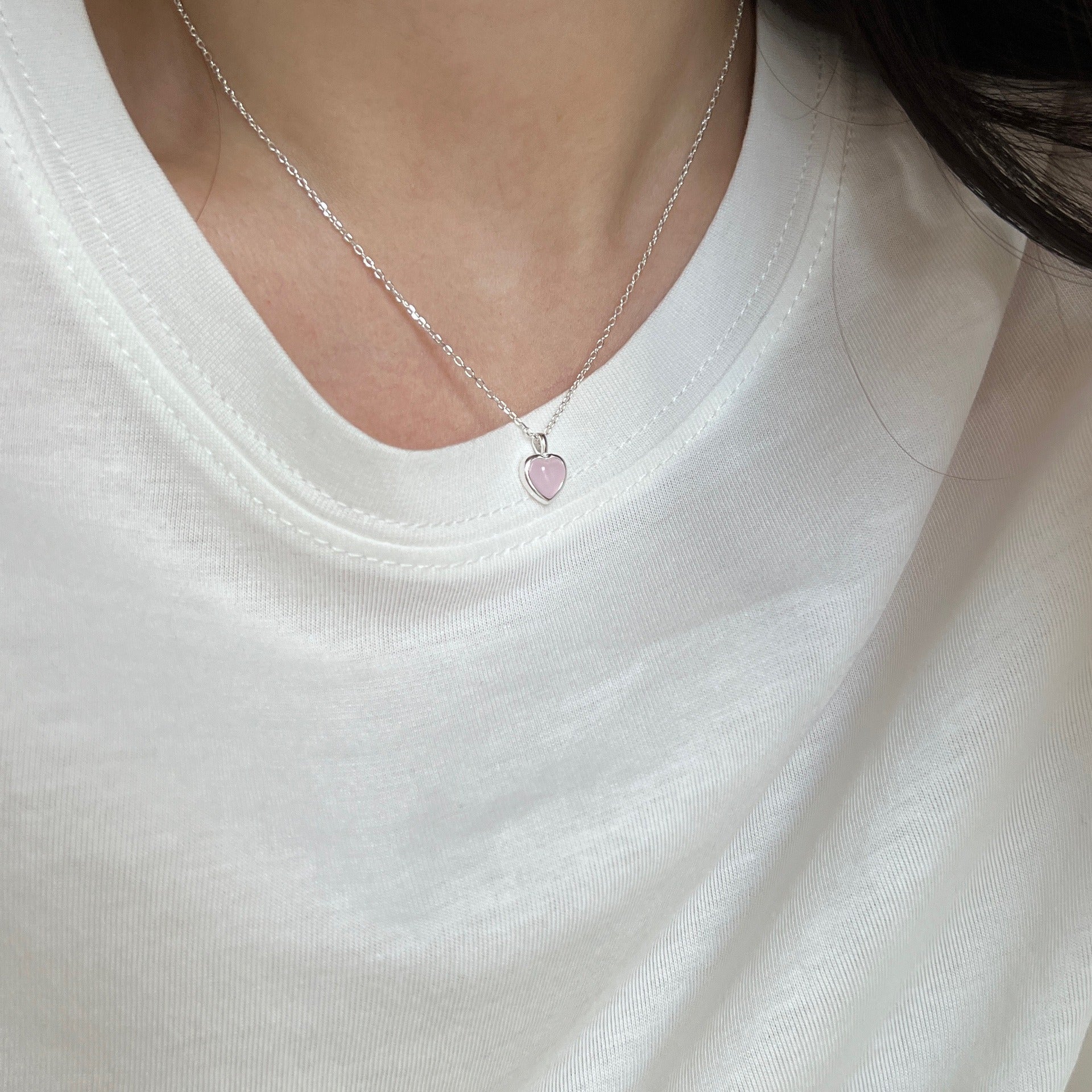 Collana cuore rosa pesca cuore clavicola catena Cn339