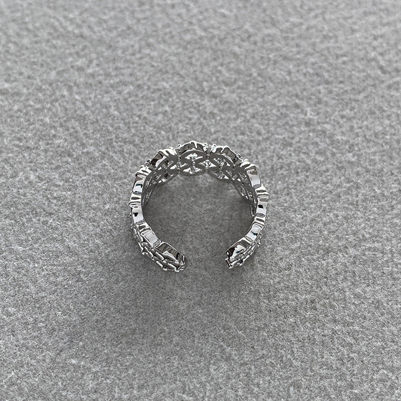 Woven Diamond Open Ring Cn467