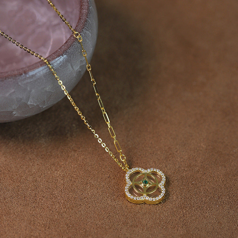 S925 Sterling Silver Clover Necklace Cn450