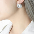 White Opal Black Glass Stone Chain Set Necklace Earrings Cn0289