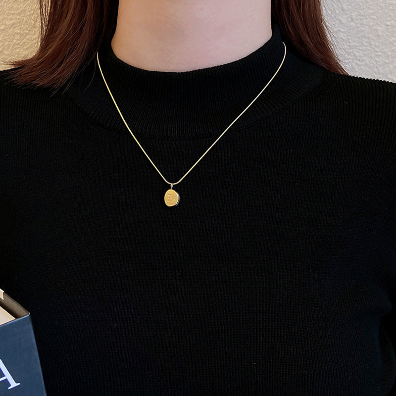 Oval Titanium Steel No Fading Necklace Cn0250