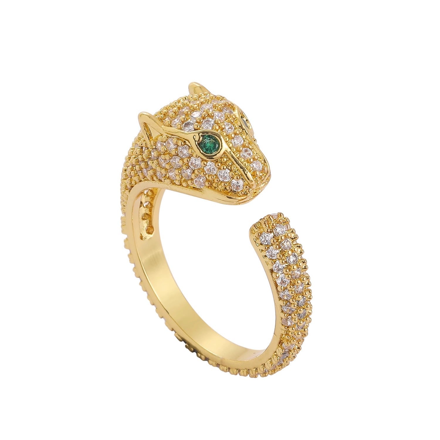 Leopard Head Full Diamond Open Index Ring Cn440