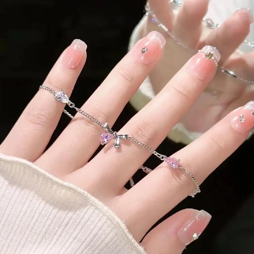 Bracciale con Zircone con Fiocco Rosa Diamante Cn379