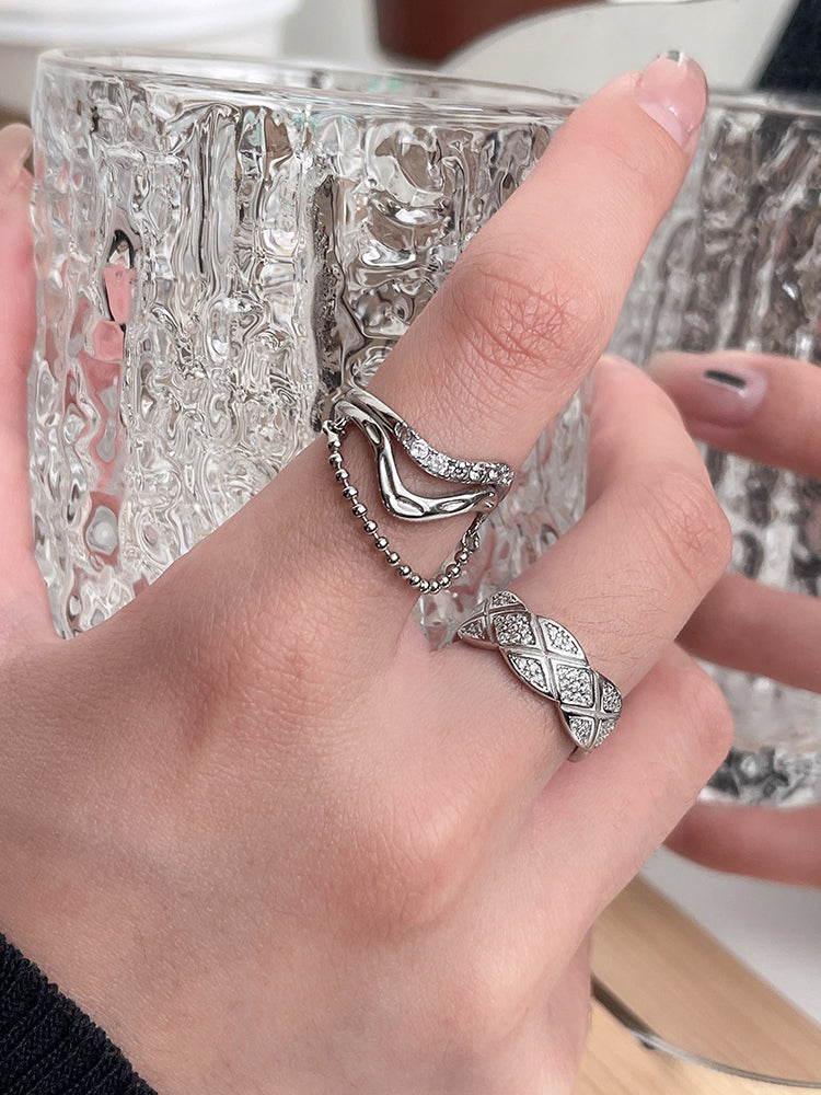 체인 오프닝 s925 스털링 실버 반지