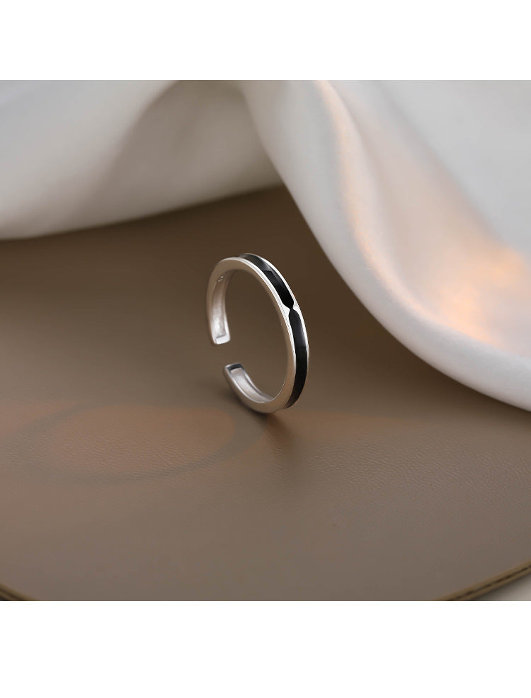 블랙 링 여성 디자인 틈새 오프닝 링 여성 패션 개성 실버 링 2022 새로운 트렌드