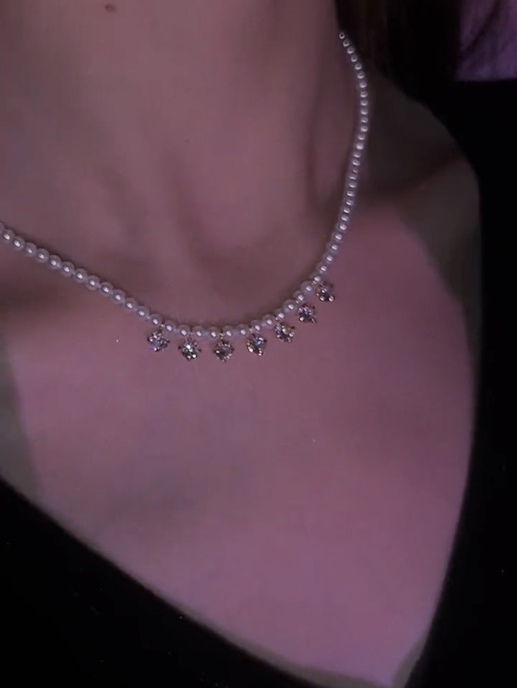Sweet vintage  zircon tassel necklace