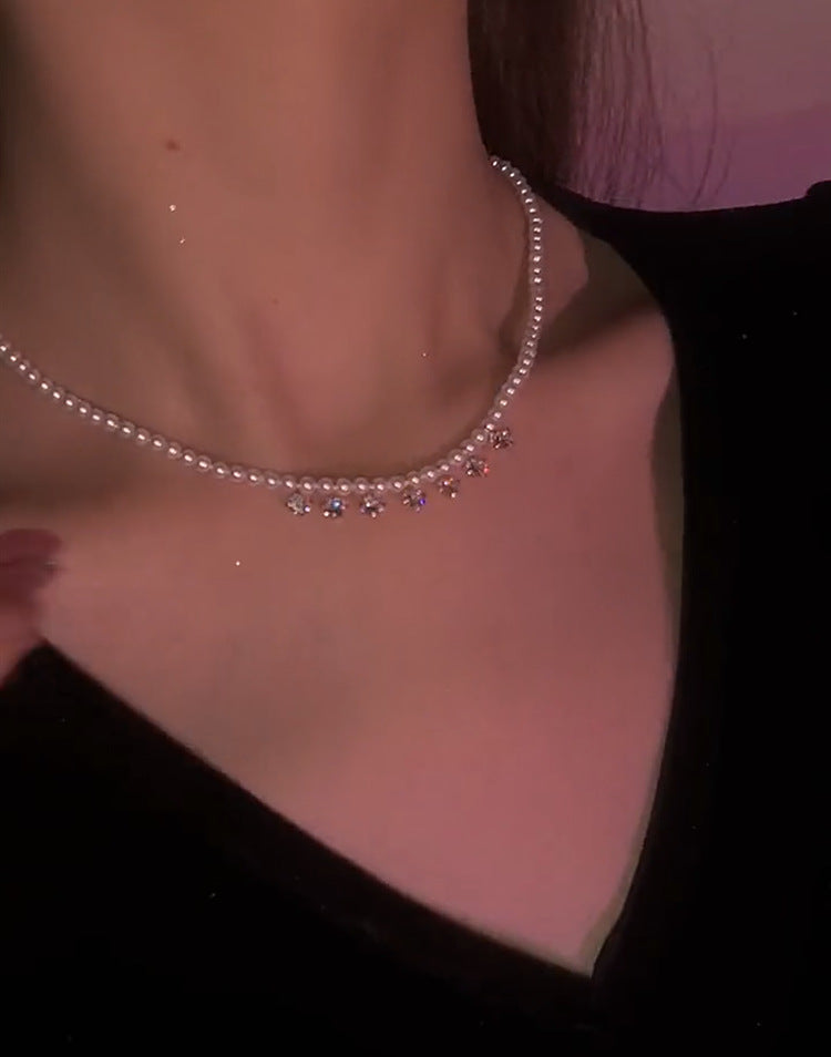 Sweet vintage  zircon tassel necklace