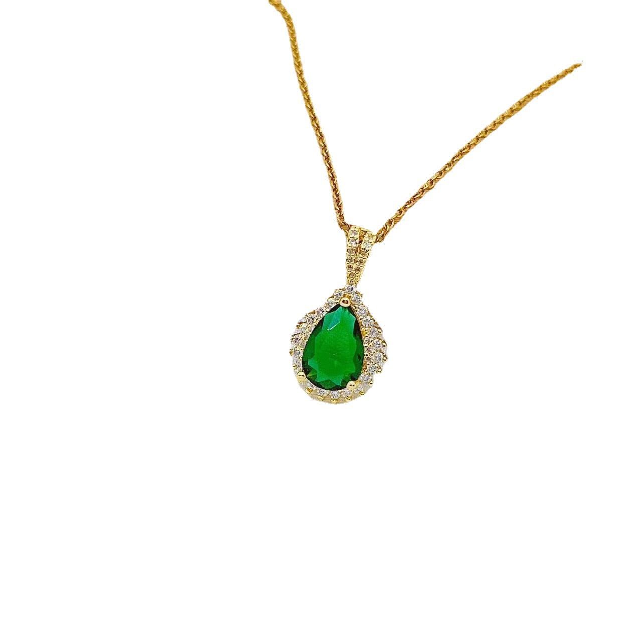 Kalung Tetesan Zirkon Warna Bertatahkan Mikro Tembaga Mengkilap