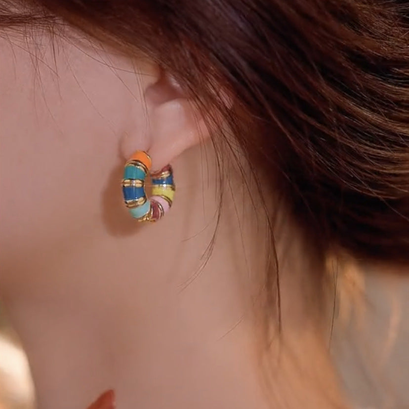 컬러 에나멜 드롭 글레이즈 이어링