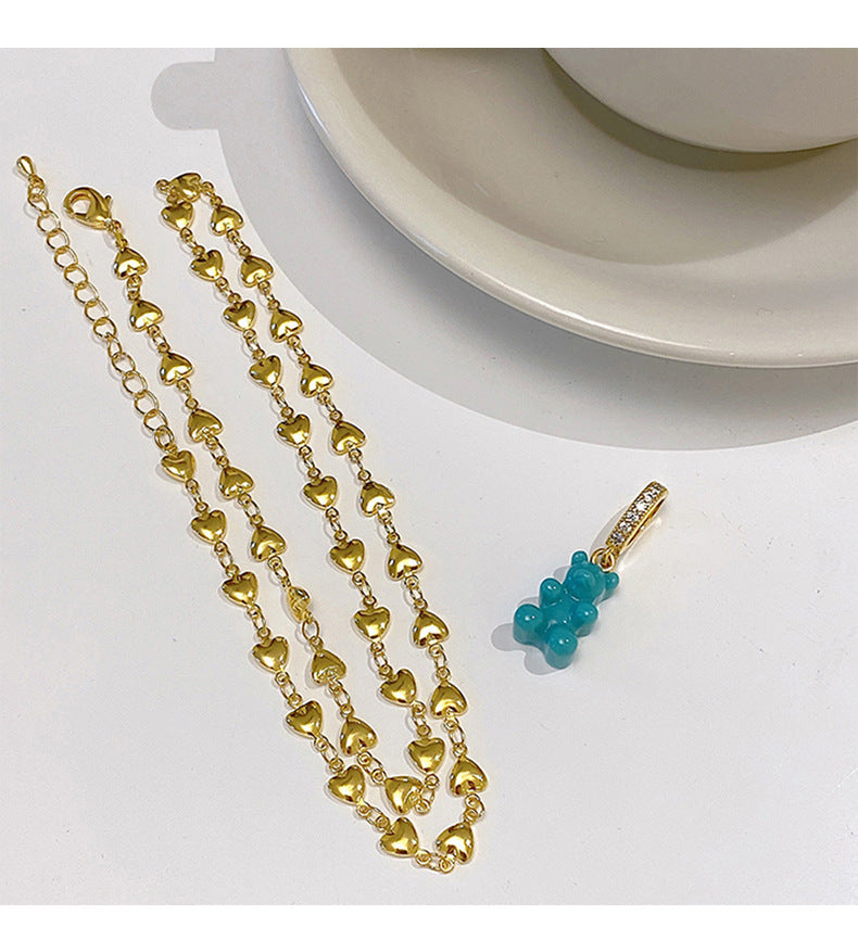 Rantai leher liontin warna gummy bear