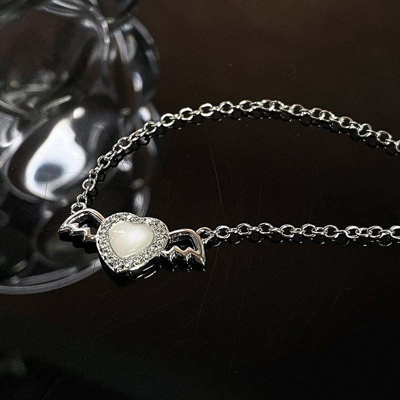 Wings Love Opal Necklace Gem Pendant Clavicle Chain